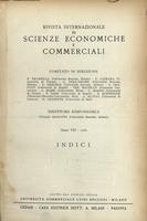 Rivista internazionale di scienze economiche e commerciali - Anno 07 Indici