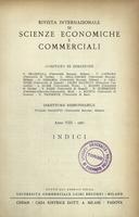 Rivista internazionale di scienze economiche e commerciali - Anno 08 Indici