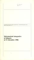 Pirelli & C. Informazioni integrative al bilancio al 31 dicembre 1986