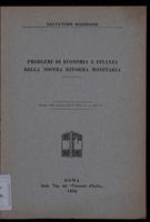 Problemi di economia e finanza della nostra riforma monetaria