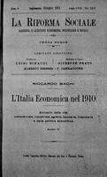 La riforma sociale. Rassegna di questioni economiche, finanziarie e sociali. L'Italia economica nel 1910. Annuario della vita commerciale, industriale, agraria, bancaria, finanziaria e della politica economica A.18 (1911) Vol. 22  Supplemento giugno