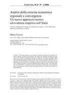 Analisi della crescita economica regionale e convergenza. Un nuovo approccio teorico ed evidenza empirica sull’Italia (Analysis of Regional Economic Growth and Convergence. A New Theoretical Approach and Evidence in Italy)