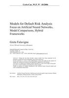 Models for Default Risk Analysis: Focus on Artificial Neural Networks, Model Comparisons, Hybrid Frameworks