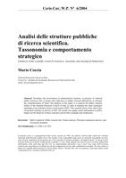 Analisi delle strutture pubbliche di ricerca scientifica.Tassonomia e comportamento strategico (Analysis of the scientific research structures: taxonomy and strategical behaviour)