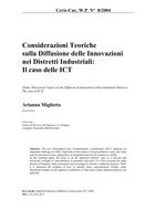 Considerazioni Teoriche sulla Diffusione delle Innovazioni nei Distretti Industriali: Il caso delle ICT (Some Theoretical Topics on the Diffusion of Innovation within Industrial Districts: The case of ICT)