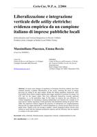 Liberalizzazione e integrazione verticale delle utility elettriche: evidenza empirica da un campione italiano di imprese pubbliche locali (Liberalization and Vertical Integration in Electric Utilities: Evidence from a Sample of Italian Local Public Firms)