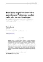 Scala della magnitudo innovativa per misurare l'attrazione spaziale del trasferimento tecnologico (Scale of technology magniture for measuring the spatial attract of technology transfer)