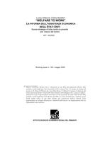 'Welfare to work'. La riforma dell'assistenza economica negli Stati Uniti. Nuove strategie di lotta contro la povertà per mezzo del lavoro