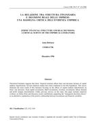 La relazione tra struttura finanziaria e decisioni reali delle imprese: una rassegna critica dell'evidenza empirica