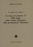 In tema di articolo 17 della legge sulle norme integrative alla perequazione tributaria