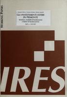 Gli investimenti esteri in Piemonte : struttura, modalità d'insediamento e fattori di localizzazione