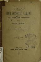 Il metodo degli economisti classici nelle sue relazioni col progresso della scienza economica