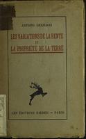 Les variations de la rente et la propriété de la terre