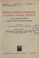 Rivista di diritto finanziario e scienza delle finanze. 1973, Anno 32, n.1, marzo