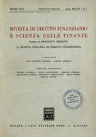 Rivista di diritto finanziario e scienza delle finanze. 1978, Anno 37, n.1, marzo