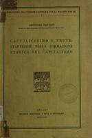 Cattolicesimo e protestantesimo nella formazione storica del capitalismo