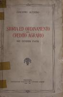 Storia ed ordinamento del credito agrario nei diversi paesi