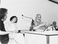 Incontro con Franco Donatoni e Sofia Gubaidulina nella sala conferenze della Galleria Civica d'Arte Moderna e Contemporanea