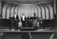Da sinistra il basso Giorgio Surian, il tenore Antonio Savastano, la contralto Alexandrina Milcheva e la soprano Josella Ligi al concerto del Coro del Teatro alla Scala di Milano