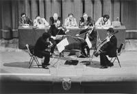 Il Quartetto Arditti suona durante l'incontro con Pierre Boulez al Teatro Carignano