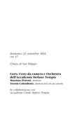 Libretto di sala - 2002 - Coro, Coro da camera e Orchestra dell'Accademia Stefano Tempia