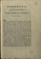 Prospectus de l'établissement d'une Caisse du commerce à Turin