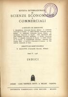 Rivista internazionale di scienze economiche e commerciali - Anno 05 Indici