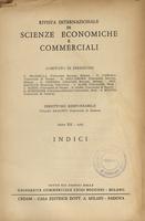 Rivista internazionale di scienze economiche e commerciali - Anno 12 Indici
