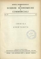 Rivista internazionale di scienze economiche e commerciali - Anno 20 Indici