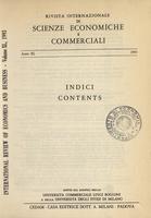 Rivista internazionale di scienze economiche e commerciali - Anno 40 Indici