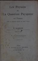 Les paysans et la question paysanne en France dans le dernier quart du 18. siecle