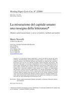 La misurazione del capitale umano: una rassegna della letteratura