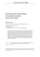 Economic and social studies of scientific research Nature and origins
