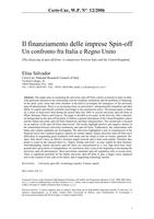 Il finanziamento delle imprese Spin-off Un confronto fra Italia e Regno Unito (The financing of spin-off firms: a comparison between Italy and the United Kingdom)