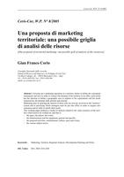 Una proposta di marketing territoriale: una possibile griglia di analisi delle risorse (One proposal of territorial marketing: one possible grill of analysis of the resources)