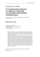 La Comunicazione Integrata tra Uffici per le Relazioni con il Pubblico della Pubblica Amministrazione. (The communication integrated between Public Relation Offices of Public Administration)