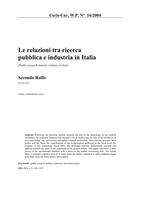 Le relazioni tra ricerca pubblica e industria in Italia (Public research-industry relations in Italy)