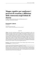 Mappe cognitive per analizzare i processi di creazione e diffusione della conoscenza negli Istituti di ricerca (Cognitive maps to analyze the creation and diffusion processes of knowledge in the Research Institutes)