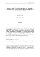 Foreign Direct Investment and Trade in the EU: Are They Complementary or Substitute in Business Cycles Fluctuations?