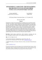 Investment, cash flow and managerial discretion in state-owned firms. Evidence across soft and hard budget constraints