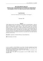 Beyond profitability: effects of acquisitions on technical efficiency and productivity in the italian pasta industry.