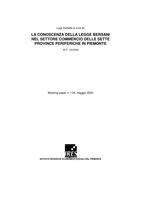 La conoscenza della legge Bersani nel settore commercio delle sette province periferiche in Piemonte