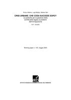 Crisi urbane : che cosa succede dopo? Le politiche per la gestione della conflittualità legata ai problemi dell'immigrazione