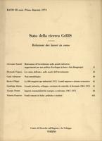 Stato della ricerca CERIS. Relazioni dei lavori in corso Ratio III serie Prima dispensa 1974