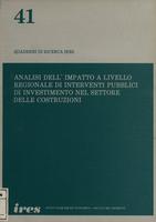 Analisi dell'impatto a livello regionale di interventi pubblici di investimento nel settore delle costruzioni