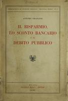 Il risparmio, lo sconto bancario e il debito pubblico