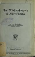Die Milchversorgung in Württemberg