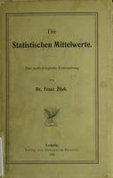 Die statistischen Mittelwerte : eine methodologische Untersuchung