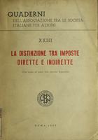 La distinzione tra imposte dirette e indirette : uno studio di storia delle dottrine finanziarie