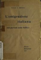 L'emigrazione italiana nel periodo ante bellico